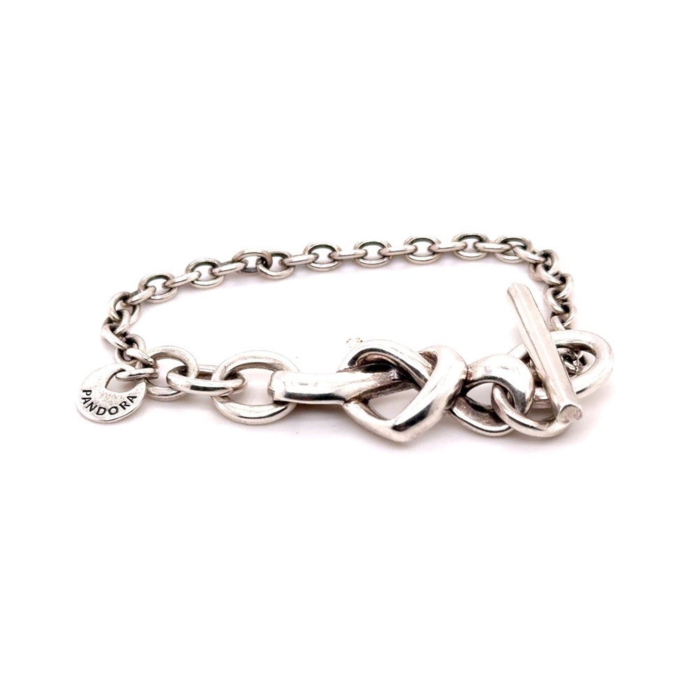 Pandora Sterling Silver Knotted Heart Toggle Bracelet 6 Inch 925 ALE